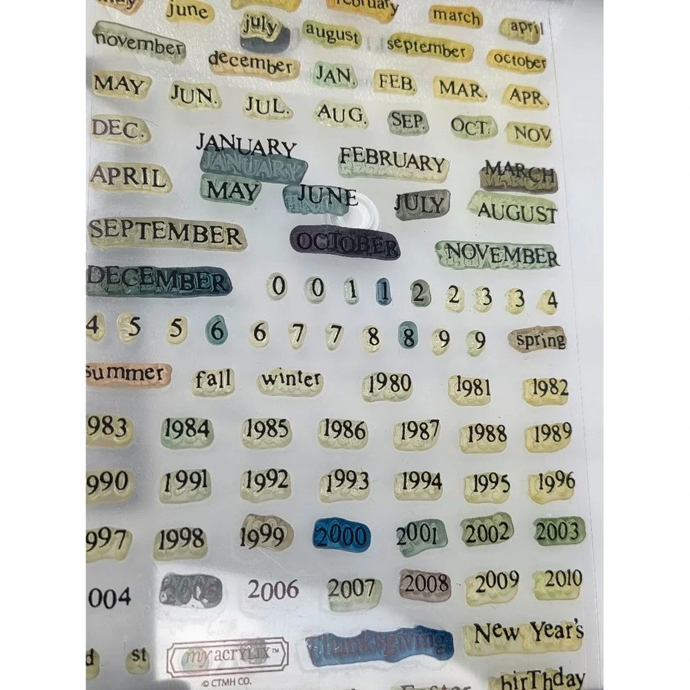 Close To My Heart My Acrylix Calendar C1191 Months Years 2010 Stamps Cling